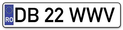 Placuta inmatriculare numar auto  DB-22-WWV, DB 22 WWV, DB22WWV