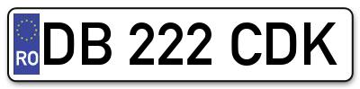 Placuta inmatriculare numar auto  DB-222-CDK, DB 222 CDK, DB222CDK