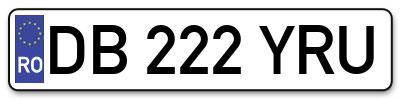 Placuta inmatriculare numar auto  DB-222-YRU, DB 222 YRU, DB222YRU