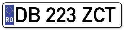 Placuta inmatriculare numar auto  DB-223-ZCT, DB 223 ZCT, DB223ZCT