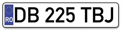 Placuta inmatriculare numar auto  DB-225-TBJ, DB 225 TBJ, DB225TBJ