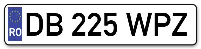 Placuta inmatriculare numar auto  DB-225-WPZ, DB 225 WPZ, DB225WPZ