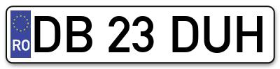 Placuta inmatriculare numar auto  DB-23-DUH, DB 23 DUH, DB23DUH