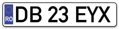 Placuta inmatriculare numar auto  DB-23-EYX, DB 23 EYX, DB23EYX
