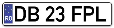 Placuta inmatriculare numar auto  DB-23-FPL, DB 23 FPL, DB23FPL