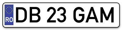 Placuta inmatriculare numar auto  DB-23-GAM, DB 23 GAM, DB23GAM