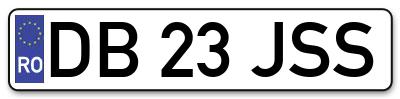 Placuta inmatriculare numar auto  DB-23-JSS, DB 23 JSS, DB23JSS