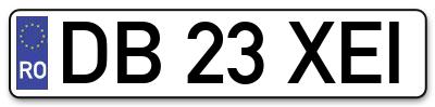 Placuta inmatriculare numar auto  DB-23-XEI, DB 23 XEI, DB23XEI