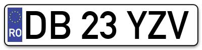 Placuta inmatriculare numar auto  DB-23-YZV, DB 23 YZV, DB23YZV