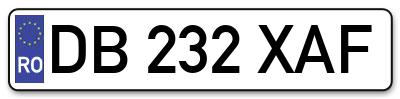 Placuta inmatriculare numar auto  DB-232-XAF, DB 232 XAF, DB232XAF