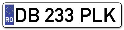 Placuta inmatriculare numar auto  DB-233-PLK, DB 233 PLK, DB233PLK