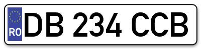 Placuta inmatriculare numar auto  DB-234-CCB, DB 234 CCB, DB234CCB