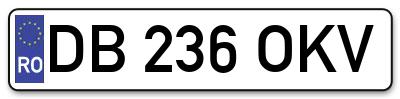 Placuta inmatriculare numar auto  DB-236-OKV, DB 236 OKV, DB236OKV