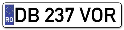 Placuta inmatriculare numar auto  DB-237-VOR, DB 237 VOR, DB237VOR