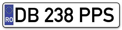 Placuta inmatriculare numar auto  DB-238-PPS, DB 238 PPS, DB238PPS