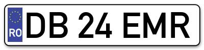 Placuta inmatriculare numar auto  DB-24-EMR, DB 24 EMR, DB24EMR