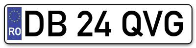 Placuta inmatriculare numar auto  DB-24-QVG, DB 24 QVG, DB24QVG