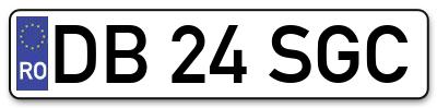 Placuta inmatriculare numar auto  DB-24-SGC, DB 24 SGC, DB24SGC