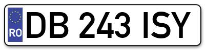 Placuta inmatriculare numar auto  DB-243-ISY, DB 243 ISY, DB243ISY