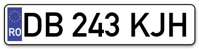 Placuta inmatriculare numar auto  DB-243-KJH, DB 243 KJH, DB243KJH