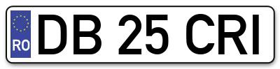 Placuta inmatriculare numar auto  DB-25-CRI, DB 25 CRI, DB25CRI