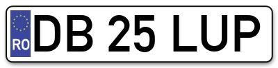 Placuta inmatriculare numar auto  DB-25-LUP, DB 25 LUP, DB25LUP