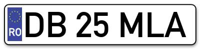 Placuta inmatriculare numar auto  DB-25-MLA, DB 25 MLA, DB25MLA