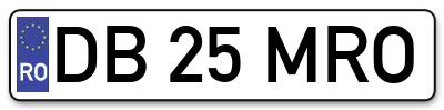 Placuta inmatriculare numar auto  DB-25-MRO, DB 25 MRO, DB25MRO