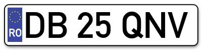 Placuta inmatriculare numar auto  DB-25-QNV, DB 25 QNV, DB25QNV