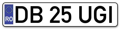 Placuta inmatriculare numar auto  DB-25-UGI, DB 25 UGI, DB25UGI