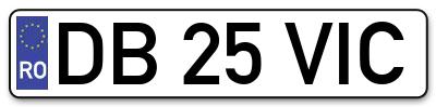 Placuta inmatriculare numar auto  DB-25-VIC, DB 25 VIC, DB25VIC