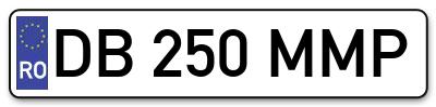 Placuta inmatriculare numar auto  DB-250-MMP, DB 250 MMP, DB250MMP