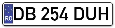 Placuta inmatriculare numar auto  DB-254-DUH, DB 254 DUH, DB254DUH
