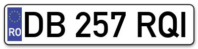 Placuta inmatriculare numar auto  DB-257-RQI, DB 257 RQI, DB257RQI
