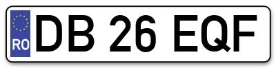 Placuta inmatriculare numar auto  DB-26-EQF, DB 26 EQF, DB26EQF