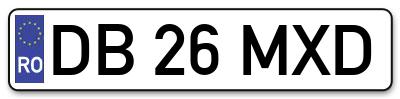 Placuta inmatriculare numar auto  DB-26-MXD, DB 26 MXD, DB26MXD