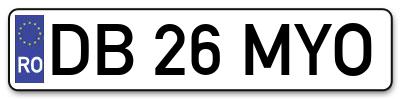 Placuta inmatriculare numar auto  DB-26-MYO, DB 26 MYO, DB26MYO