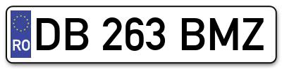 Placuta inmatriculare numar auto  DB-263-BMZ, DB 263 BMZ, DB263BMZ