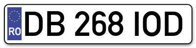 Placuta inmatriculare numar auto  DB-268-IOD, DB 268 IOD, DB268IOD