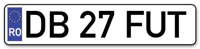 Placuta inmatriculare numar auto  DB-27-FUT, DB 27 FUT, DB27FUT