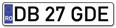 Placuta inmatriculare numar auto  DB-27-GDE, DB 27 GDE, DB27GDE