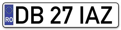 Placuta inmatriculare numar auto  DB-27-IAZ, DB 27 IAZ, DB27IAZ