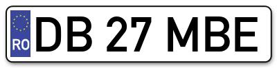 Placuta inmatriculare numar auto  DB-27-MBE, DB 27 MBE, DB27MBE