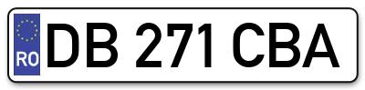 Placuta inmatriculare numar auto  DB-271-CBA, DB 271 CBA, DB271CBA