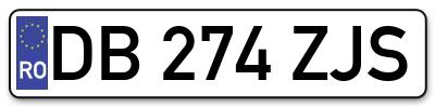 Placuta inmatriculare numar auto  DB-274-ZJS, DB 274 ZJS, DB274ZJS