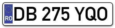 Placuta inmatriculare numar auto  DB-275-YQO, DB 275 YQO, DB275YQO