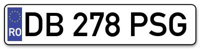 Placuta inmatriculare numar auto  DB-278-PSG, DB 278 PSG, DB278PSG