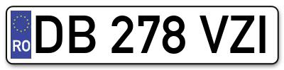 Placuta inmatriculare numar auto  DB-278-VZI, DB 278 VZI, DB278VZI