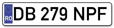 Placuta inmatriculare numar auto  DB-279-NPF, DB 279 NPF, DB279NPF