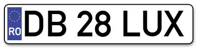 Placuta inmatriculare numar auto  DB-28-LUX, DB 28 LUX, DB28LUX